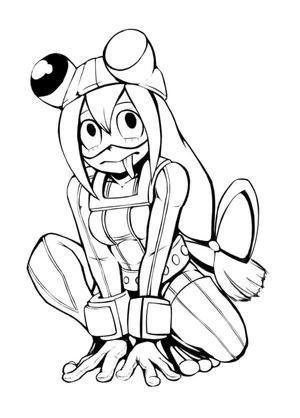 Certainly! Here is a coherent rewrite for a coloring page:
Froppy from My Hero Academia Coloring Page