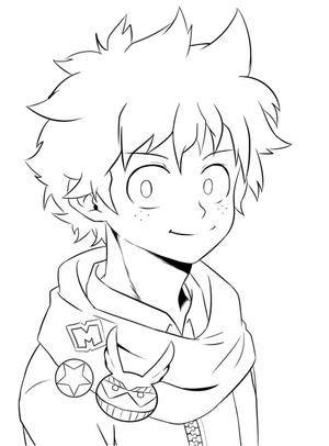 Midoriya from the anime series MHA Coloring Page