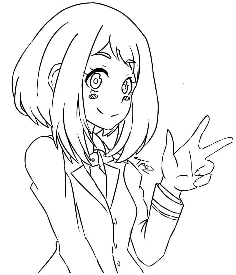 Ochako Uraraka Coloring Page