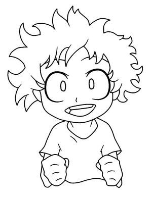 Sweet Boy Midoriya Coloring Page
