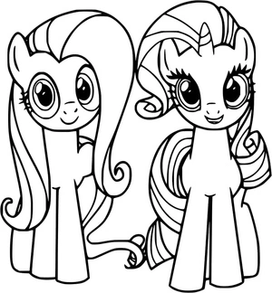 Fluttershy and Rarity from My Little Pony Coloring Page