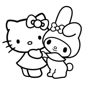Kitty and Melody Coloring Page Coloring Page