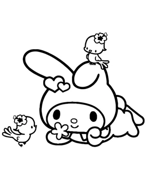 Melody and Adorable Birds Coloring Page