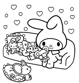 My Melody and Her Friends Coloring Page