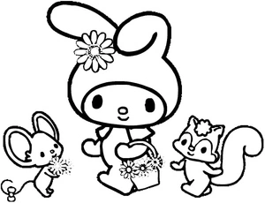 My Melody's Friends Coloring Page