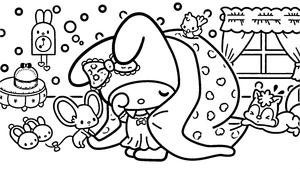 Relaxing My Melody Coloring Page