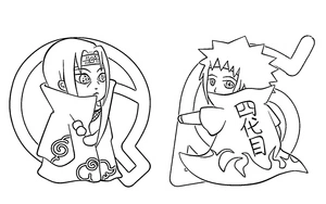 Itachi and Minato in chibi form Coloring Page