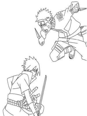 Naruto battles Sasuke Coloring Page