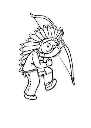 An Indian boy dancing with a bow Coloring Page
