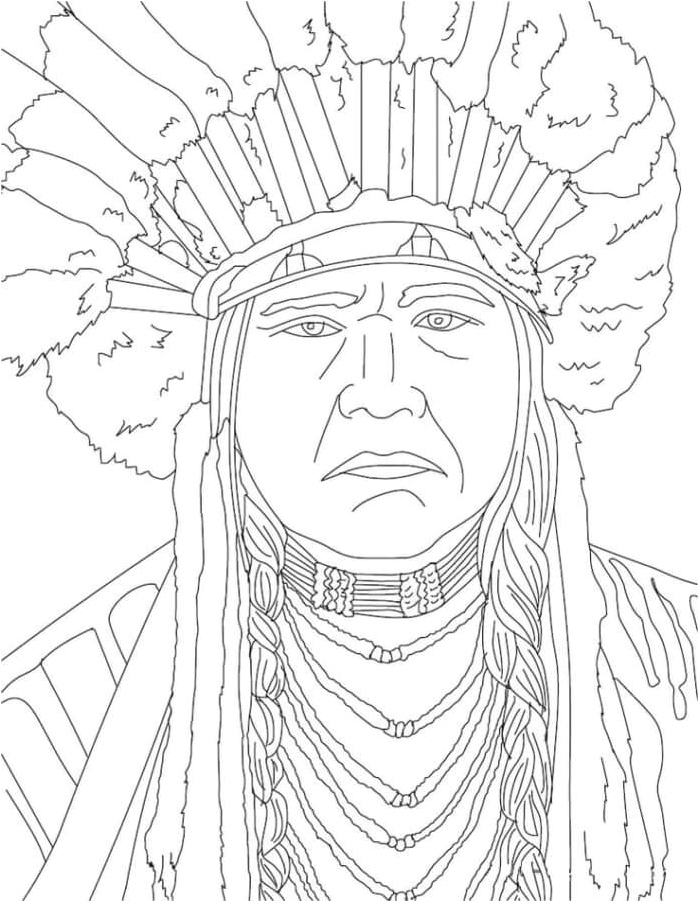 Dignified Native American Leader Coloring Page