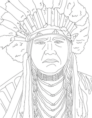 Dignified Native American Leader Coloring Page