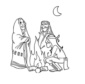 Gathering of Native Americans by the Campfire Coloring Page