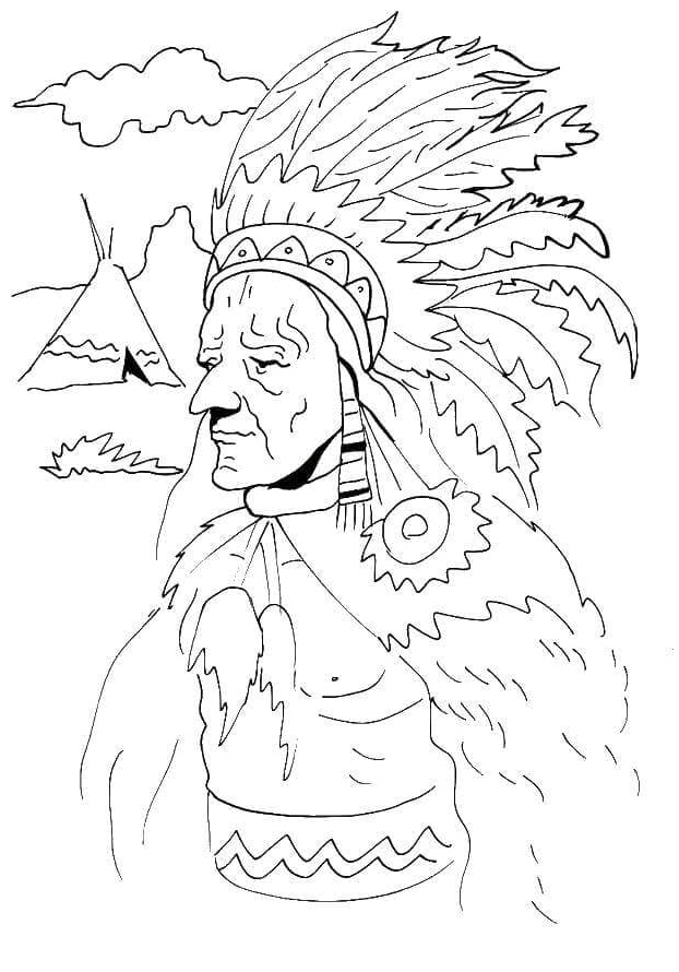 Knowledgeable Native American Chief Coloring Page