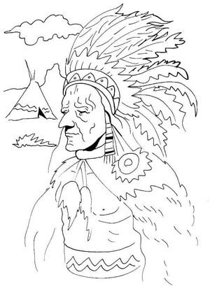 Knowledgeable Native American Chief Coloring Page