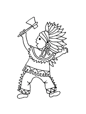 Native American Boy Roars into Battle Coloring Page