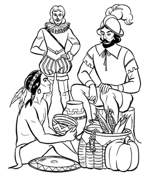 Native Americans and Spanish Coloring Page