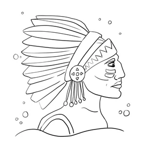 Portrait of a Native American in a Traditional Attire Coloring Page