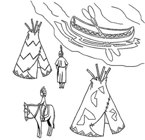 Village by the River in India Coloring Page