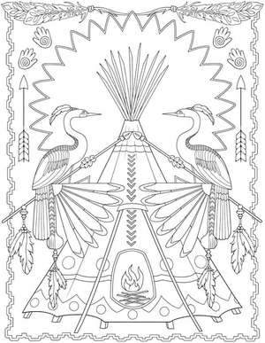 Wigwam and Storks with Spears