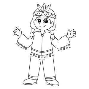Young Indigenous Child Coloring Page