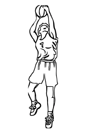 An NBA player is getting ready to toss a basketball Coloring Page