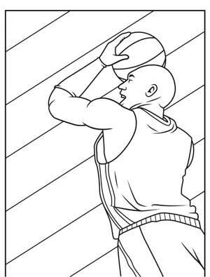 An NBA player shooting a basket Coloring Page
