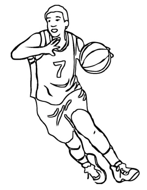 Basketball player with jersey number 7 Coloring Page