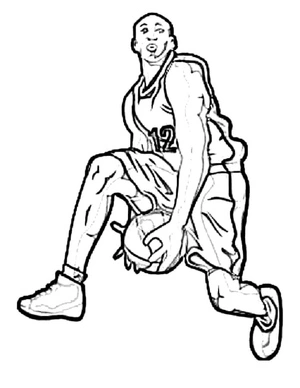 The player with the ball jumping into the ring. Coloring Page