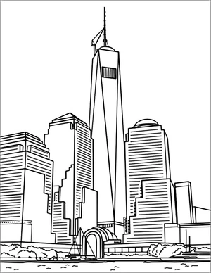 Coloring Page of One World Trade Center in New York Coloring Page