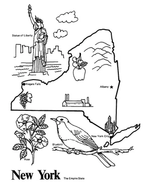 Map of the State of New York Coloring Page