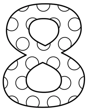Bubbly Number 8 Coloring Page