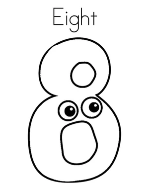 Cheerful Number 8 Coloring Page
