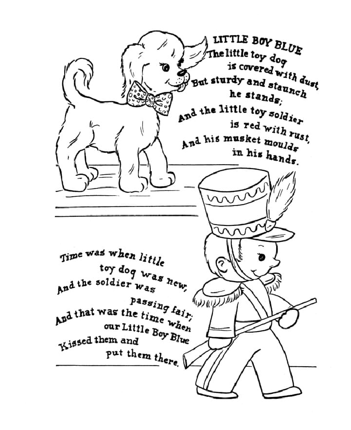 Coloring Page: Little Boy Blue from the Nursery Rhyme Coloring Page