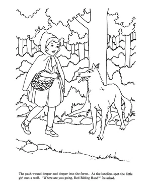 Coloring Page: Little Red Riding Hood Nursery Rhyme Coloring Page