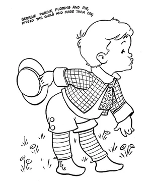 Georgie Porgie Nursery Rhymes Coloring Page
