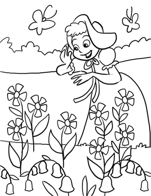 Mary, Mary Quite Contrary Coloring Page