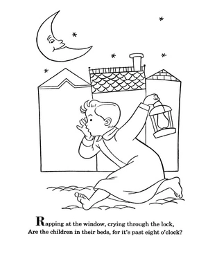 Nursery Rhyme: Wee Willie Winkie Coloring Page