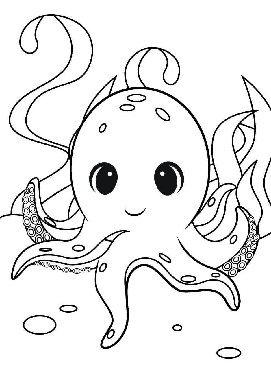 Adorable Happy Octopus Coloring Page