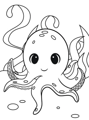 Adorable Happy Octopus Coloring Page