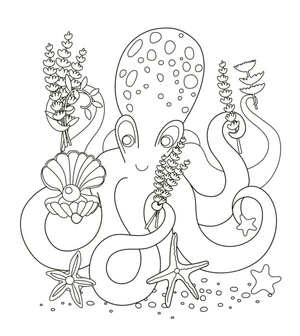 Happy Octopus Cartoon Coloring Page