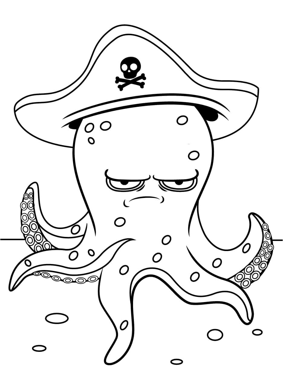 Octopus Pirate Coloring Page