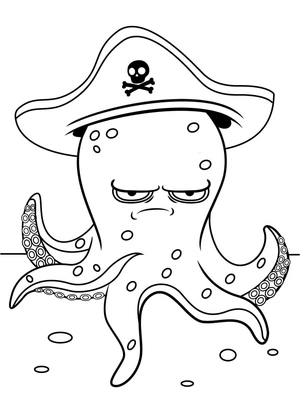 Octopus Pirate Coloring Page