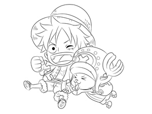 Luffy and Chopper in Chibi style