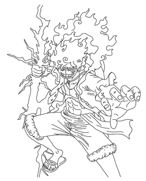 One Piece - Luffy Gear 5 Coloring Page