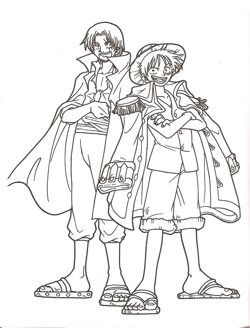 Shanks and Luffy from the anime/manga series One Piece Coloring Page