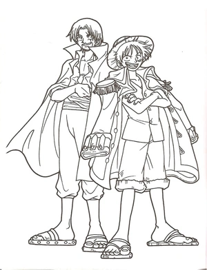 Shanks and Luffy from the anime/manga series One Piece Coloring Page