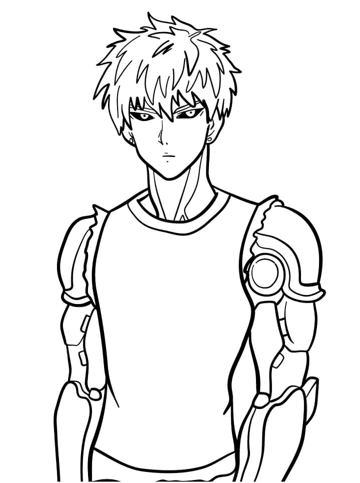 Genos from the anime One Punch Man Coloring Page