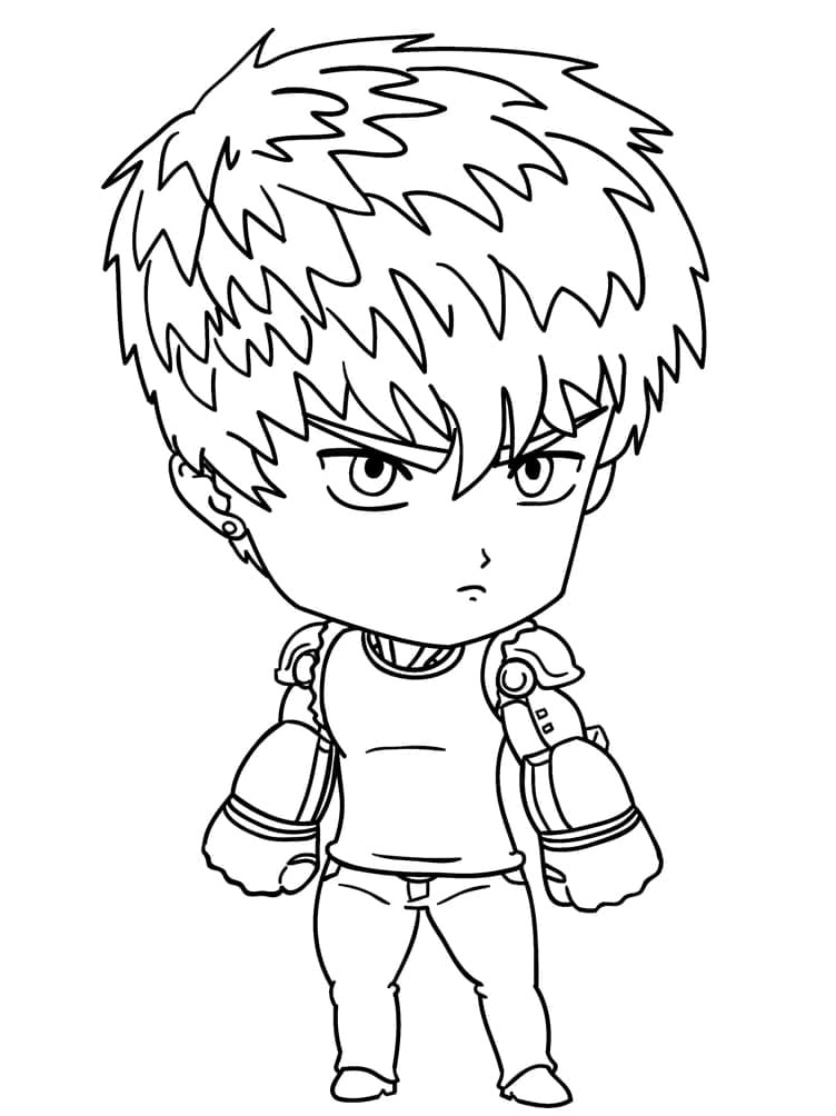 Genos in a Small-Childlike Style Coloring Page