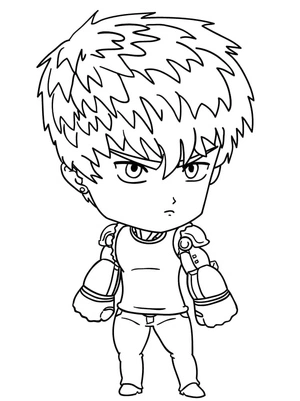 Genos in a Small-Childlike Style Coloring Page