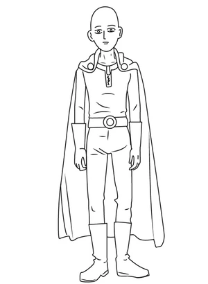 Printable Saitama Illustration (Avoid Referring to it as a Coloring Page) Coloring Page